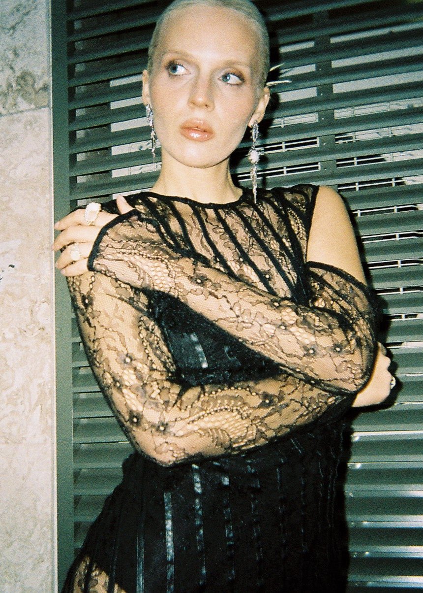 Leather Ribbed Dantel Dress