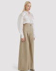 High Waisted Single Pleated Gabardine Pants