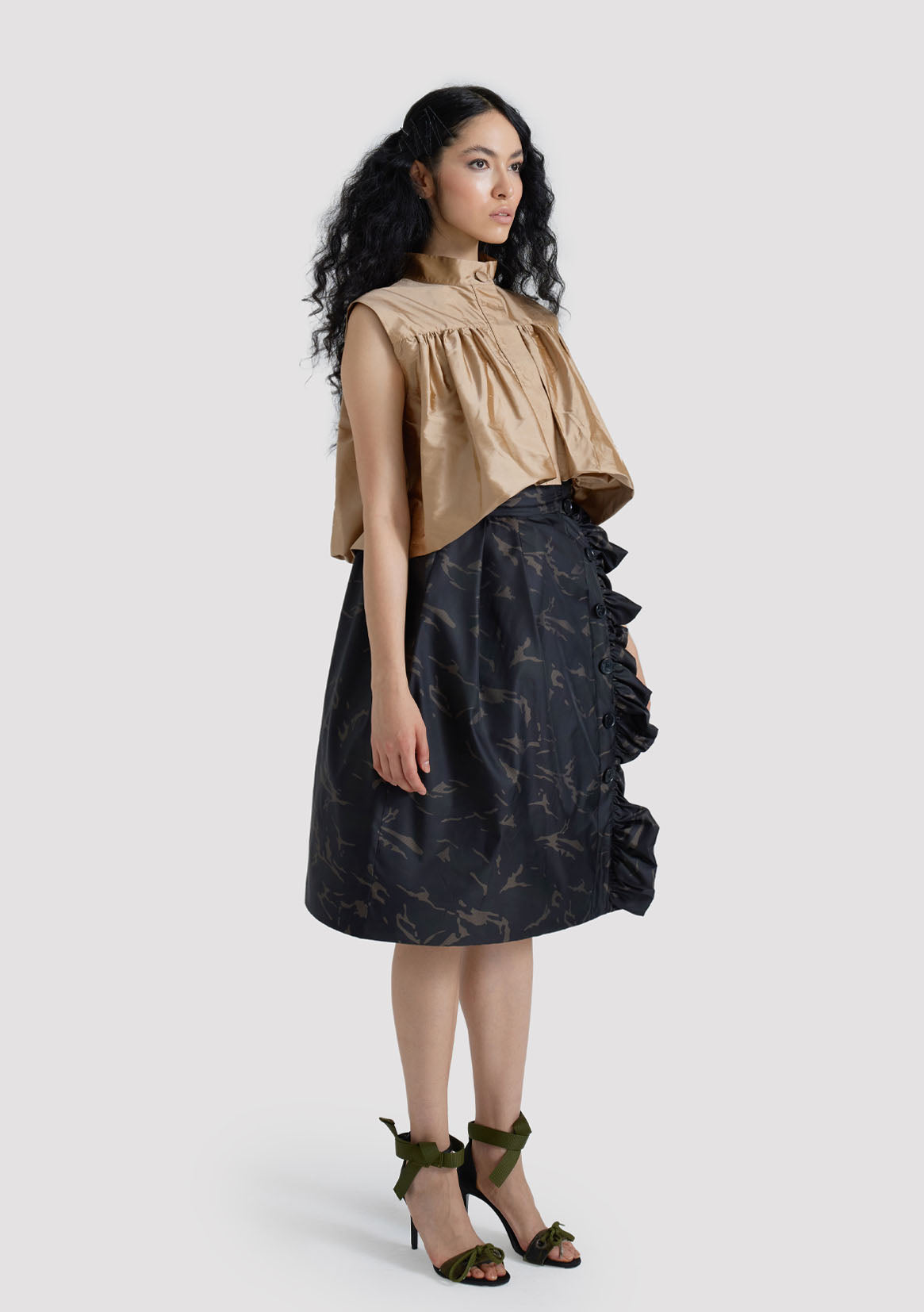 Taffeta Cropped Bubble Shirt