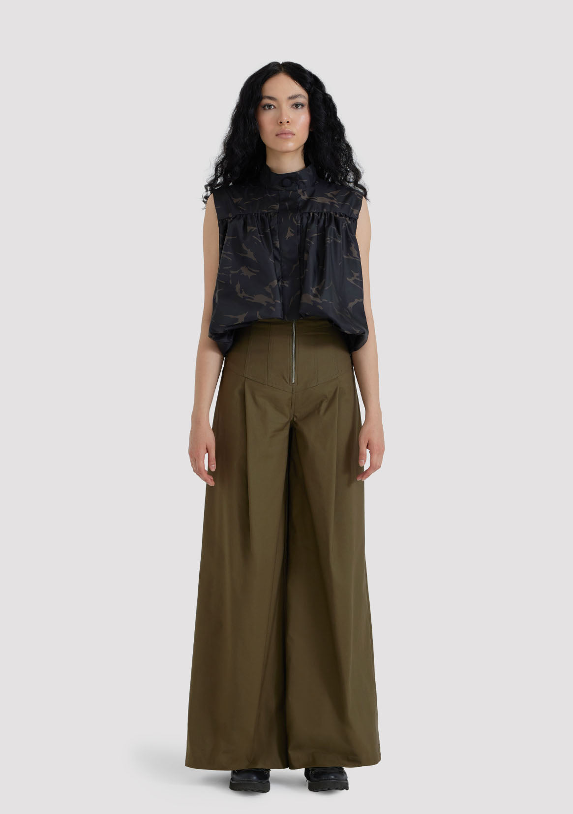 Taffeta Cropped Bubble Shirt