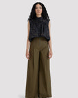 High Waisted Single Pleated Gabardine Pants