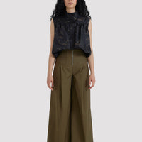 High Waisted Single Pleated Gabardine Pants