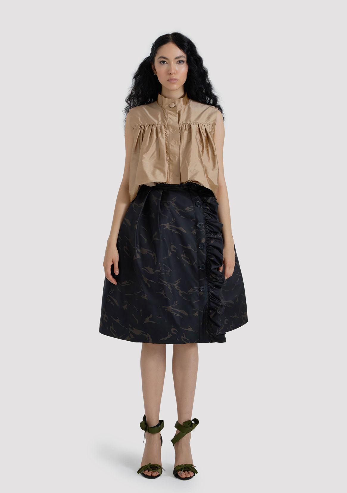 Taffeta Cropped Bubble Shirt