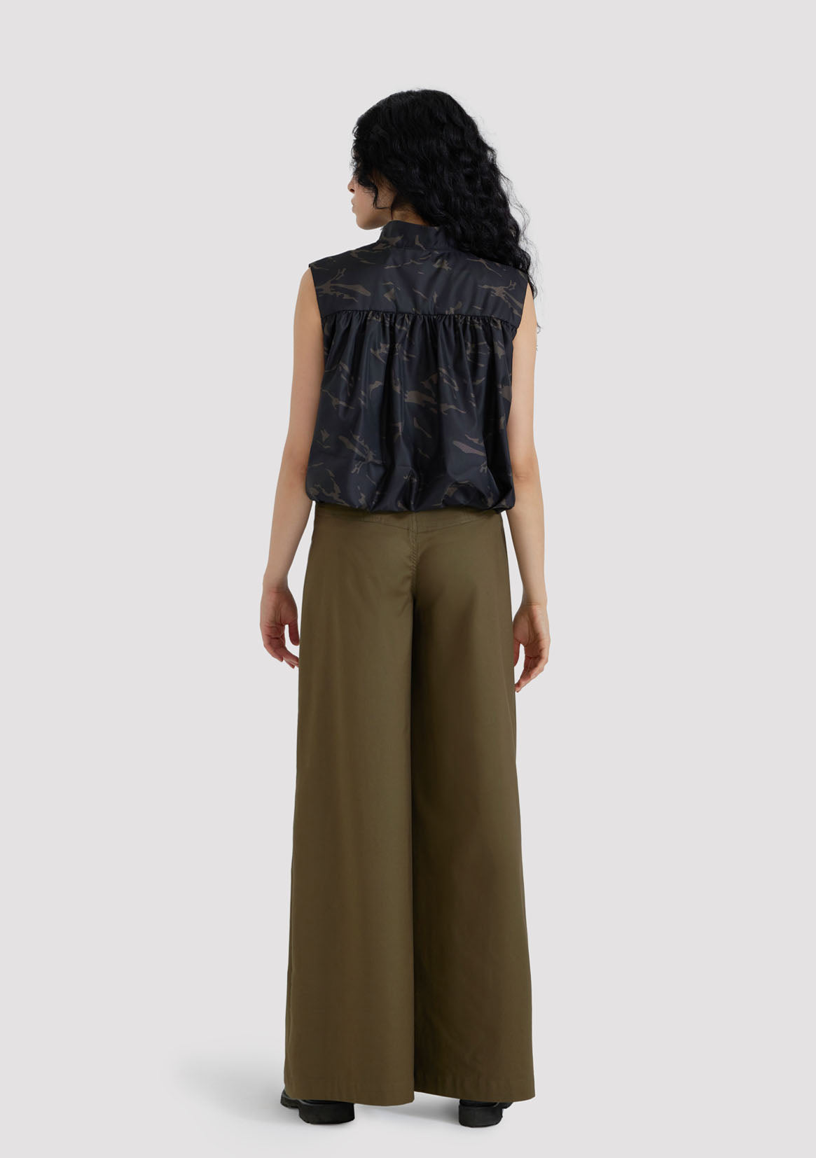 High Waisted Single Pleated Gabardine Pants