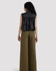 High Waisted Single Pleated Gabardine Pants
