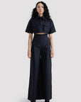 High Waisted Single Pleated Gabardine Pants