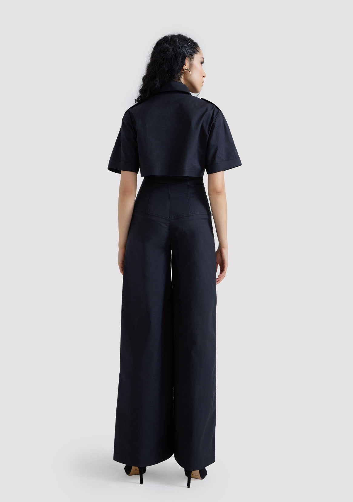 High Waisted Single Pleated Gabardine Pants