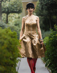 Puffy Dress with Zipper at CF - GOLD