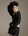 Asymmetric Bodysuit With One Mesh Sleeve