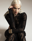 V-neck bodysuit with lace center detail