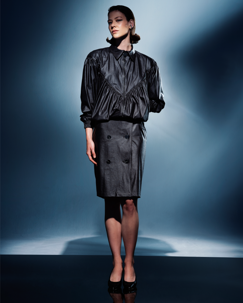 Double Buttoned Straight Skirt