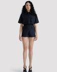 Gabardine Playsuit with Tulle Top
