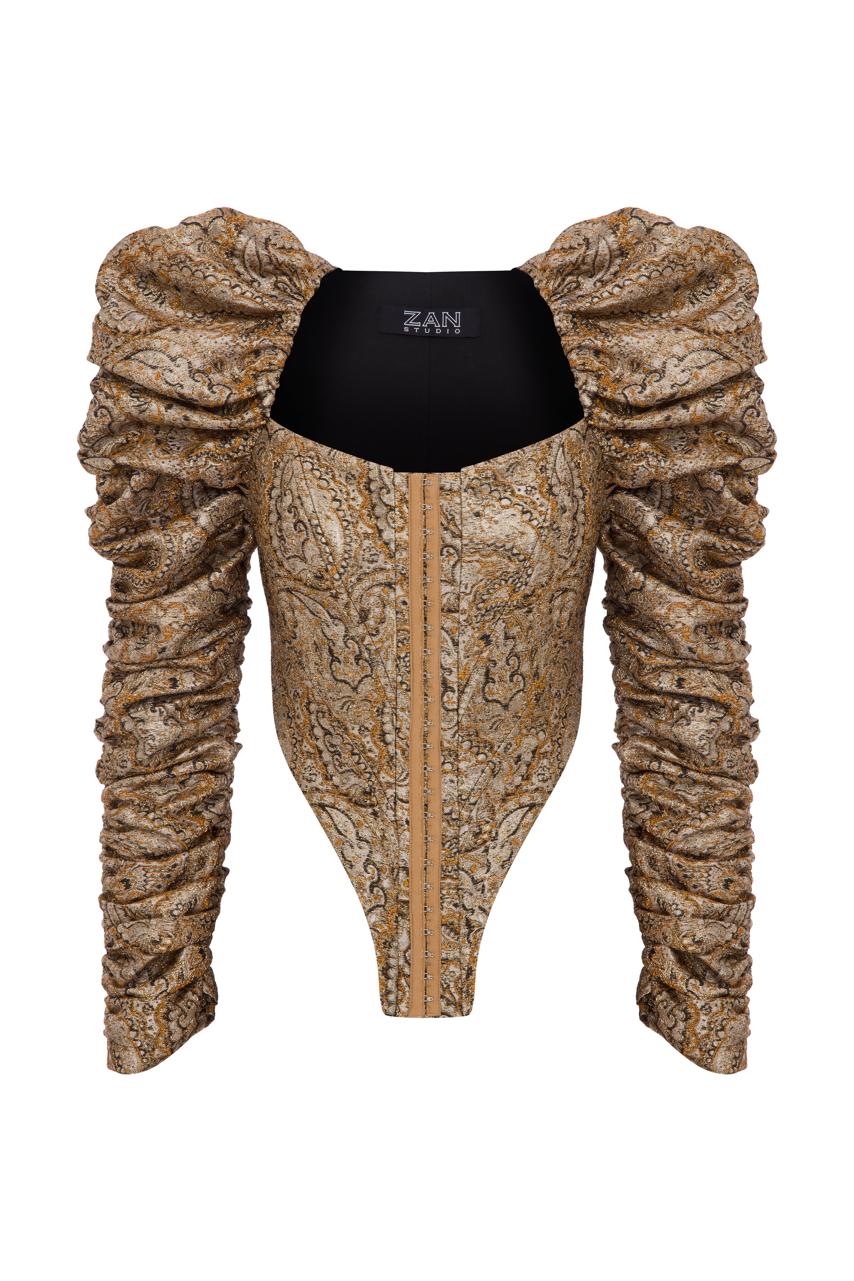 Bustier with Lock Gather Sleeve – GOLD – ZAN Studio