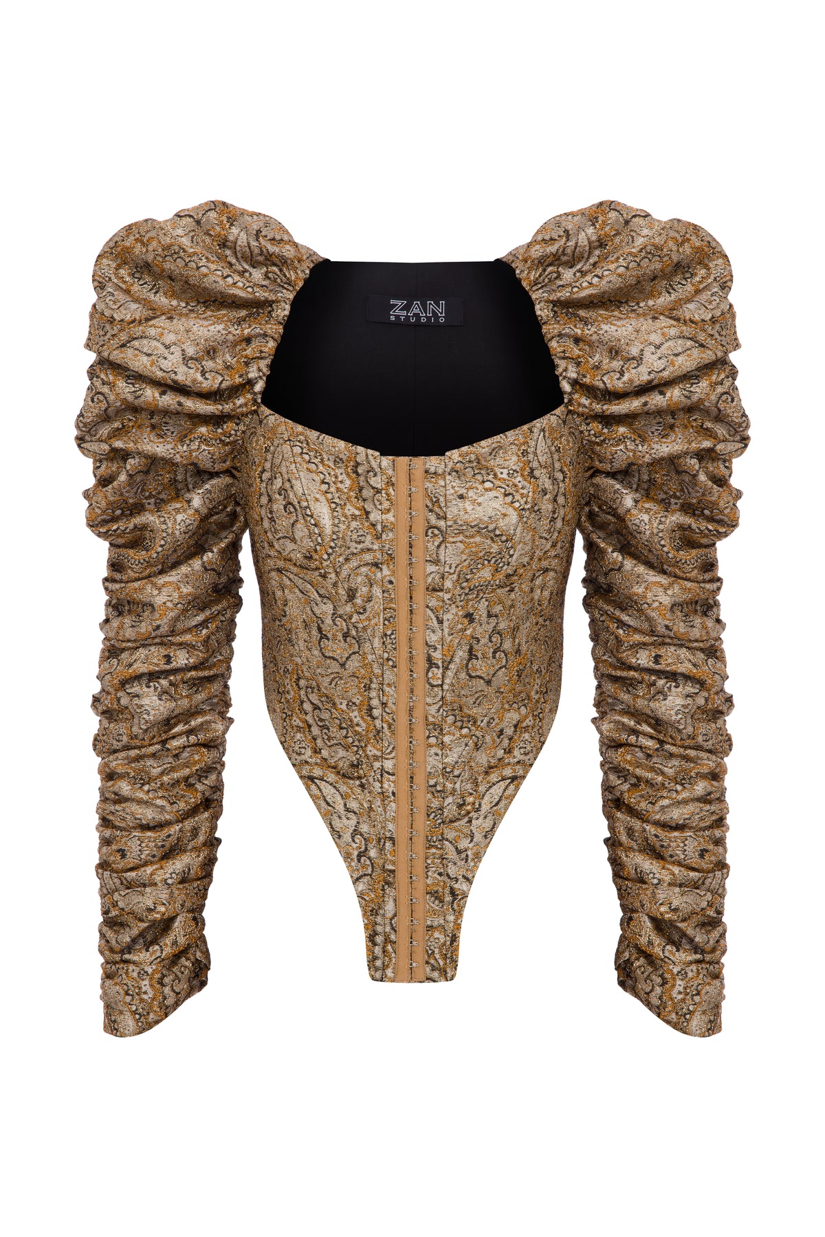 Bustier with Lock Gather Sleeve – GOLD – ZAN Studio