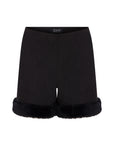 Fur-trimmed Shorts - BLACK