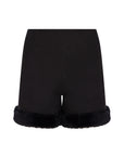 Fur-trimmed Shorts - BLACK