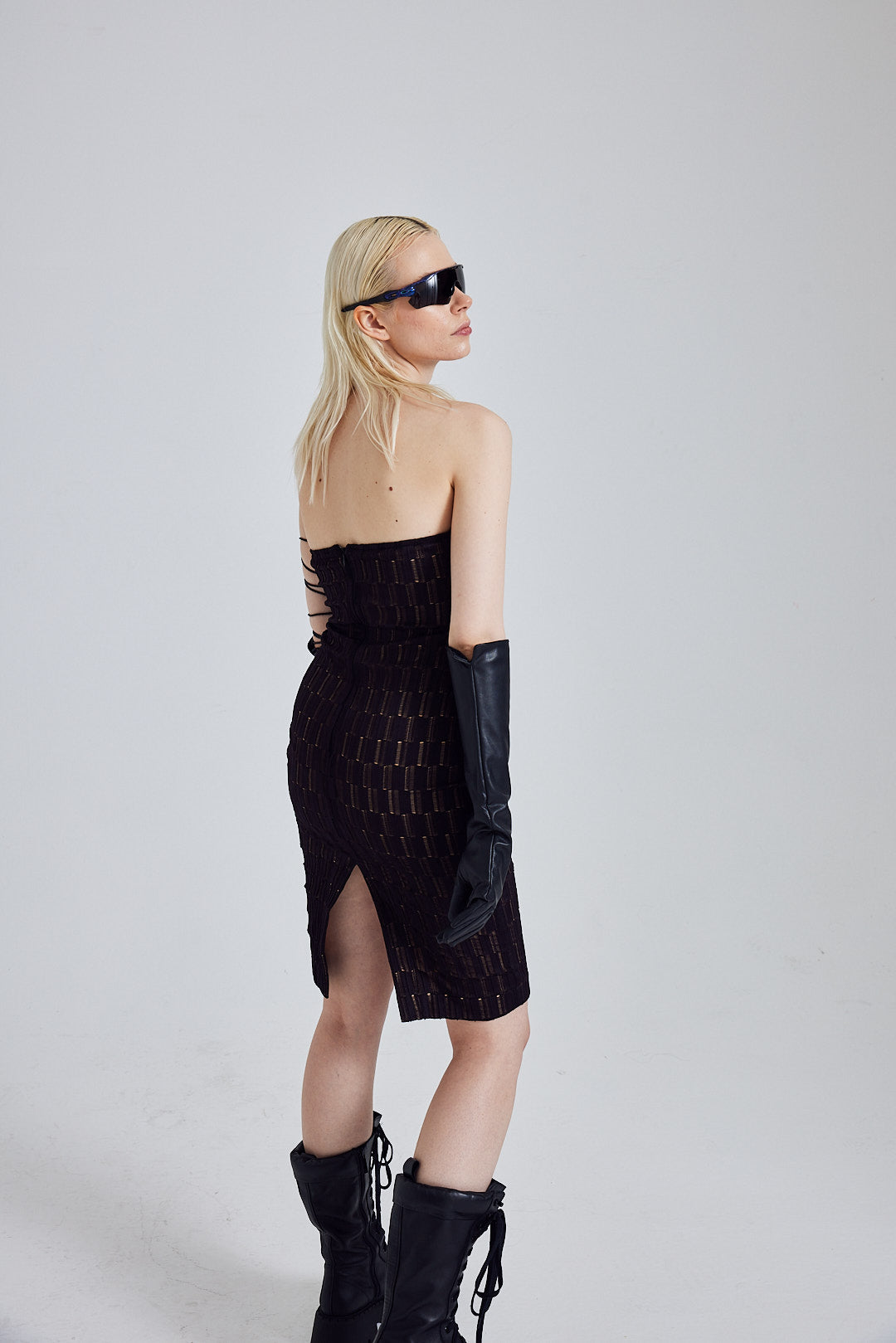 Strapless Knit Dress with Four Cargo Pockets