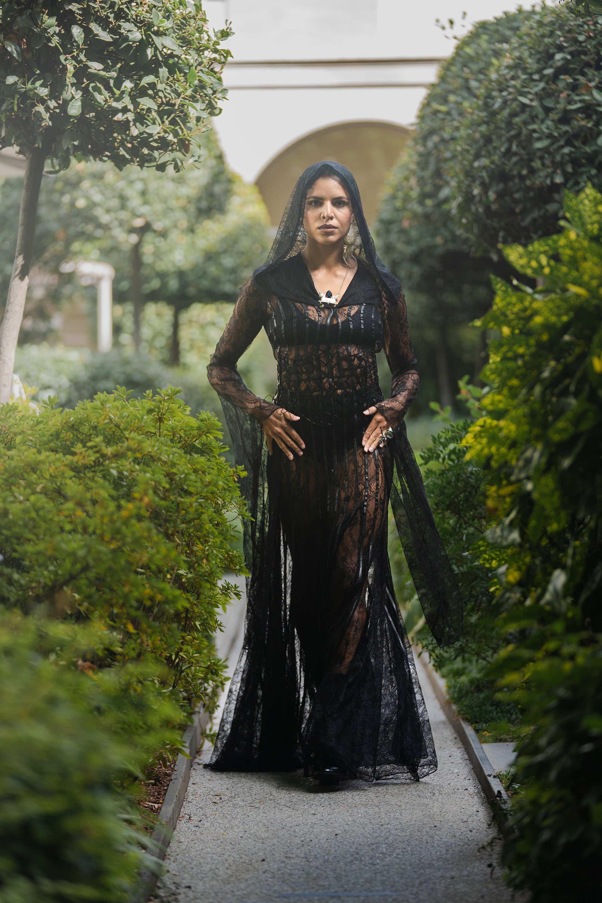 Dantel Dress With Lines - HOODED ZAN Studio Dantel Dress With Lines - HOODED ZAN Studio