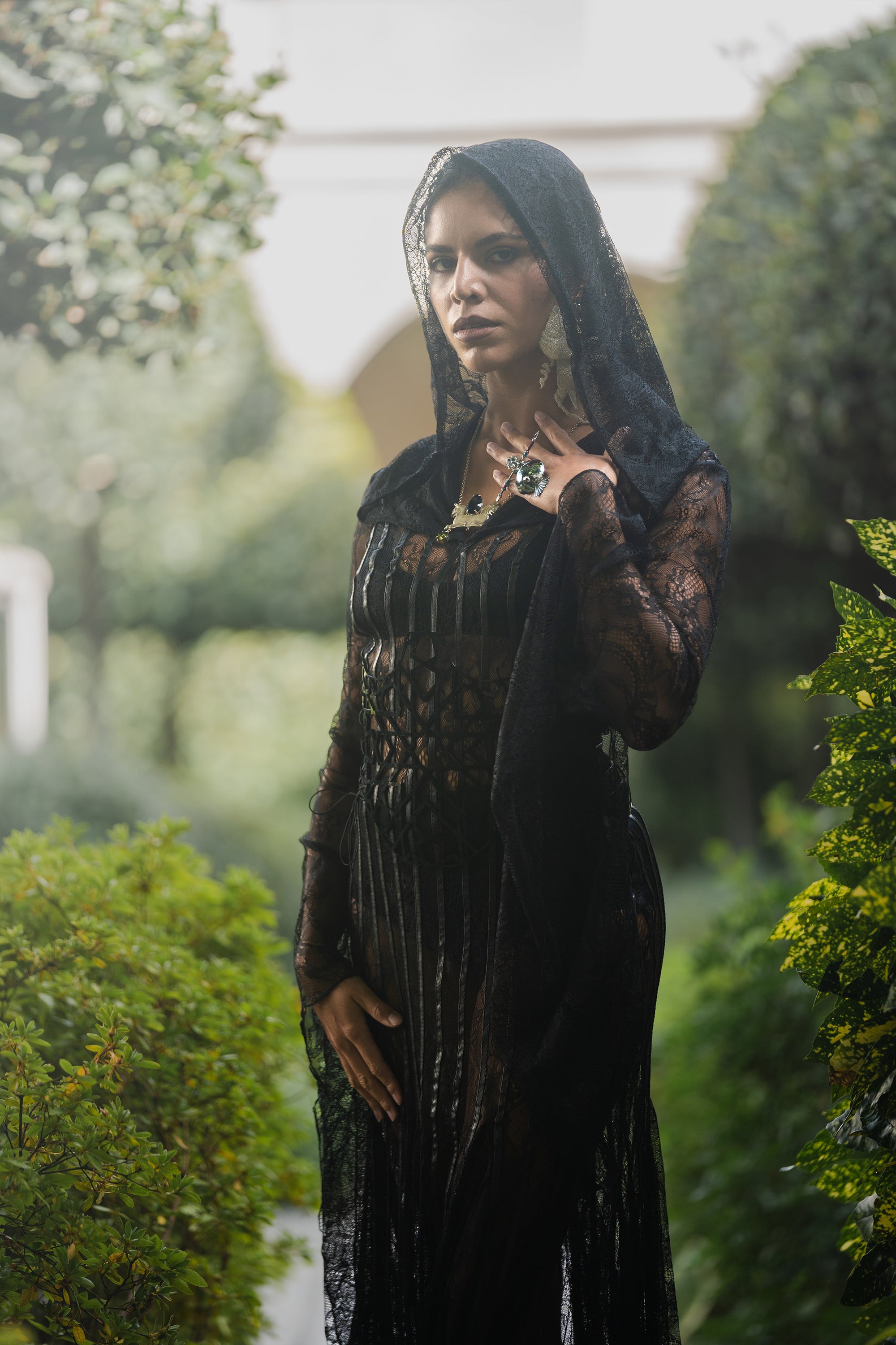 Dantel Dress With Lines - HOODED