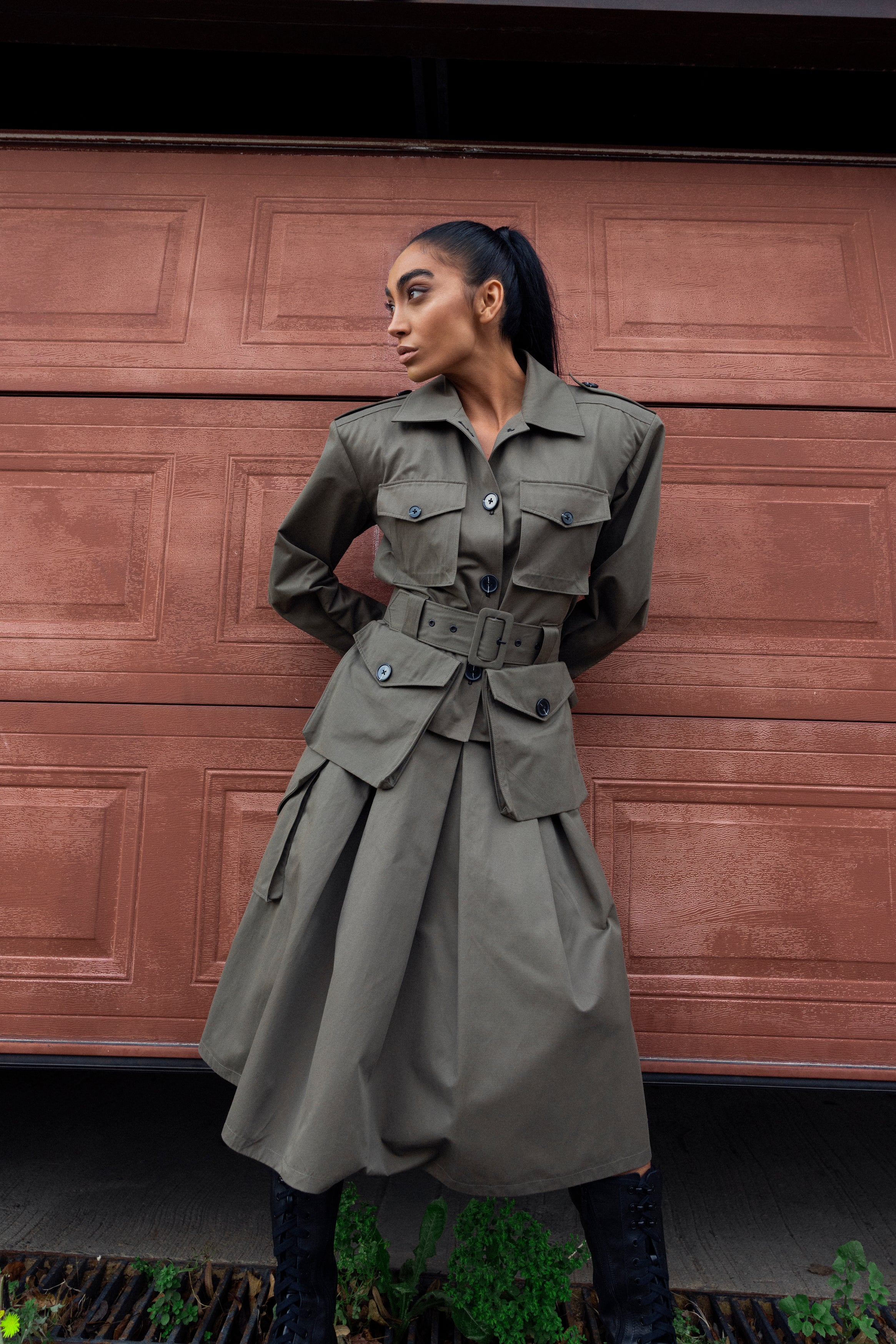 Oversize Army Jacket with Belt – ZAN Studio