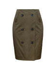 Double Buttoned Straight Skirt
