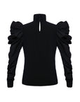 Black High-Neck Blouse With Wing