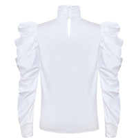 WHITE HIGH-NECK BLOUSE WITH WING